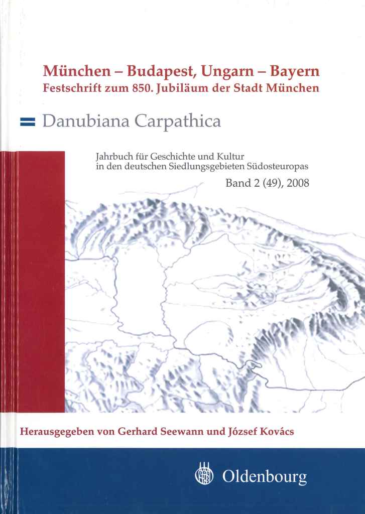 The picture shows the book cover of Danubiana Carpathica No.2: title information and a representation of the Carpathian Arc